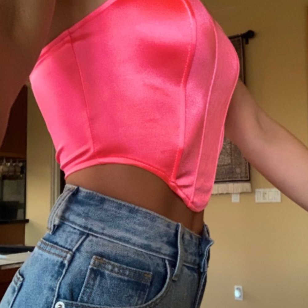 neon pink corset top
